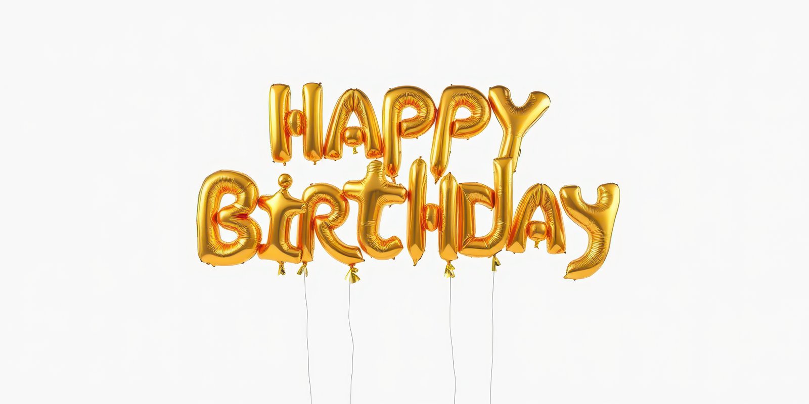 Golden balloons displaying Happy Birthday greeting for a festive celebration